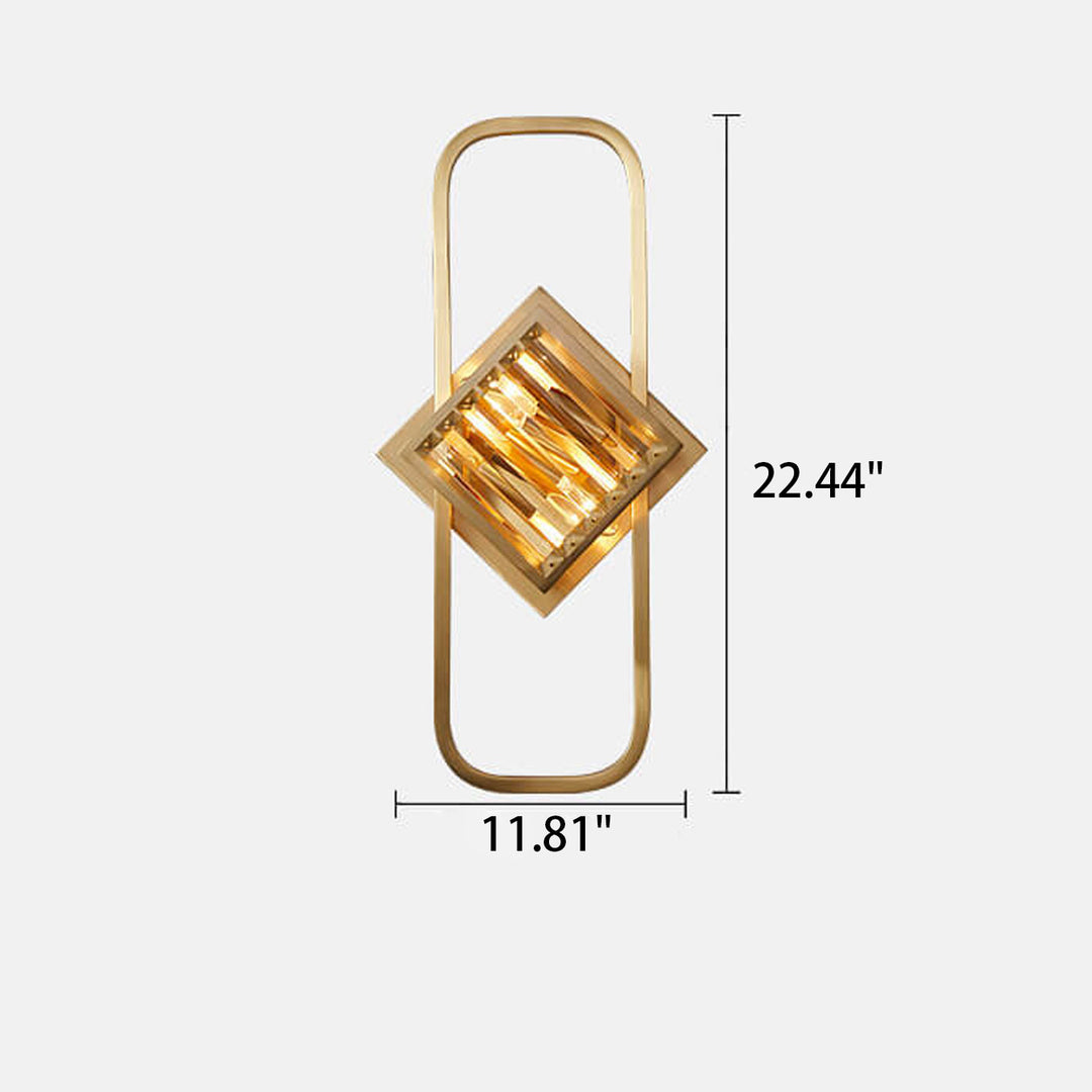 Nordic Luxury Brass Crystal Geometric Ring 2/3 Light Wall Sconce Lamp