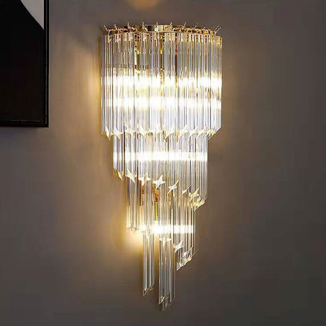 Applique Murale Moderne de Luxe en Cristal à Quatre Couches avec 4 Lumières 