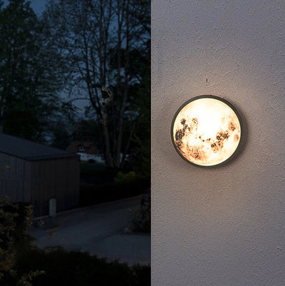 Modern Outdoor Moon Round Waterproof Wall Sconce Lamp