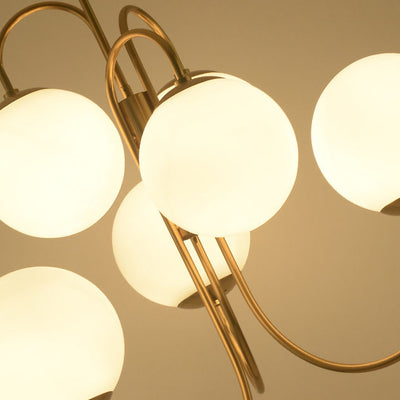 Nordic Light Luxury Minimaler 6-Licht-Eisenglas-Kronleuchter 