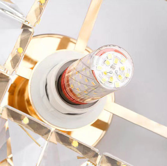 Moderne luxuriöse Kristall-Deckenleuchte in runder oder quadratischer Form, 1-flammig, als Semi-Flush-Mount für das Wohnzimmer 