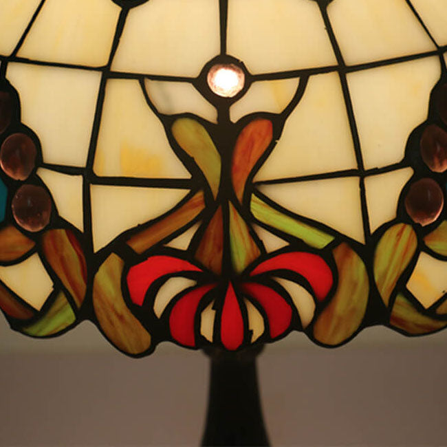 European Tiffany Baroque Gem Stained Glass 1-Light Table Lamp