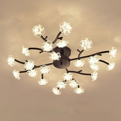 Nordic Creative Plum Blossom Tree Branch LED Semi-Flush Mount Ceiling Light