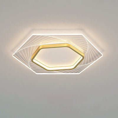 Nordic Minimalist Geometric Hexagonal LED Flush Mount Ceiling Light