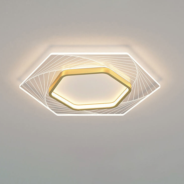 Nordic Minimalist Geometric Hexagonal LED Flush Mount Ceiling Light
