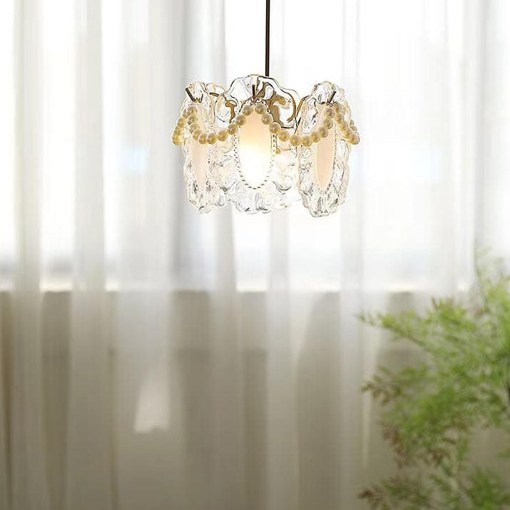French Light Luxury Hardware Lampe suspendue à 1 lumière en verre 