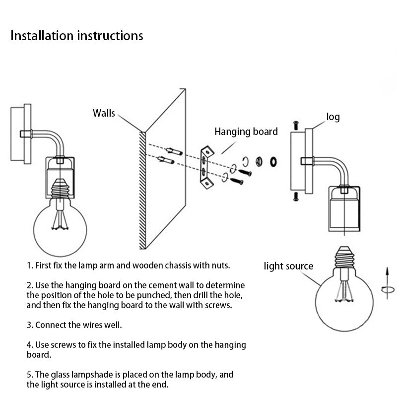 Lámpara Aplique de Pared de 1 Luz de Madera Curvada de Hierro de Simplicidad Moderna para Dormitorio 
