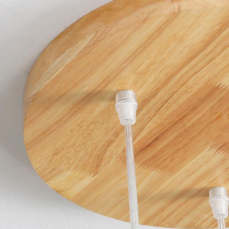 Lustre nordique à cône plissé en bois, 1/3 lumières, luminaire d&