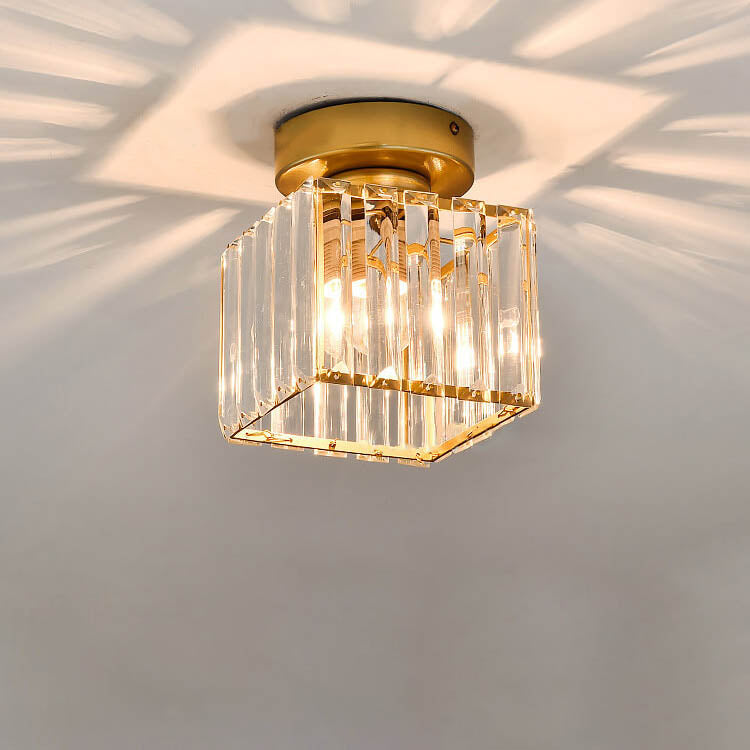 Moderne Luxus Rund Quadrat Trapez Hexagonal Eisen Kristall Glas 1-Licht Semi-Flush Mount Deckenleuchte 