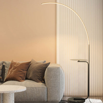 Nordic Minimalist Line Bending with Tray LED Standing Floor Lamp