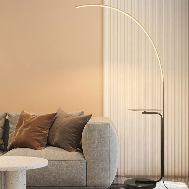 Nordic Minimalist Line Bending with Tray LED Standing Floor Lamp