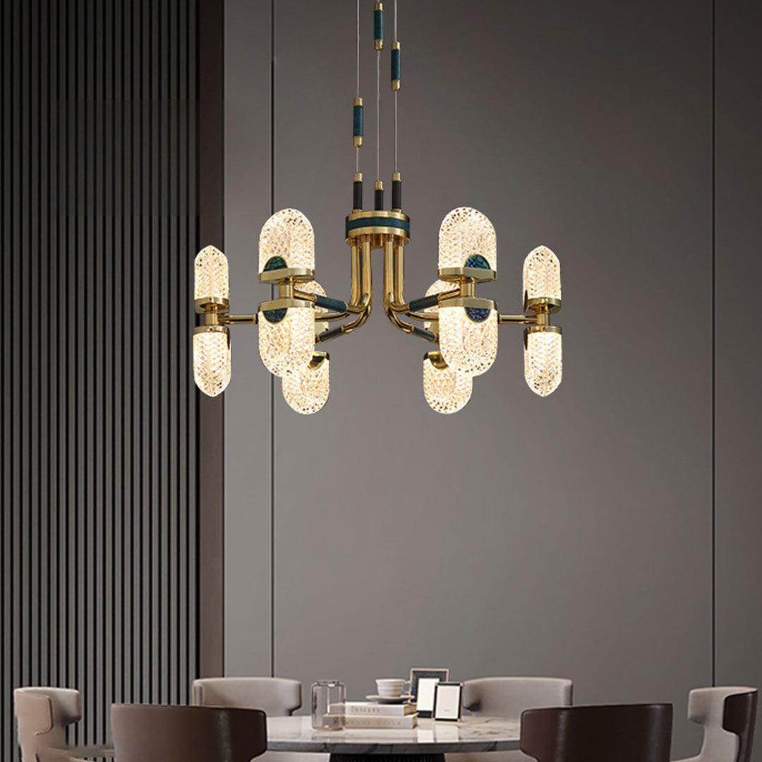 Lustre LED en cuivre massif rond moderne de luxe léger 