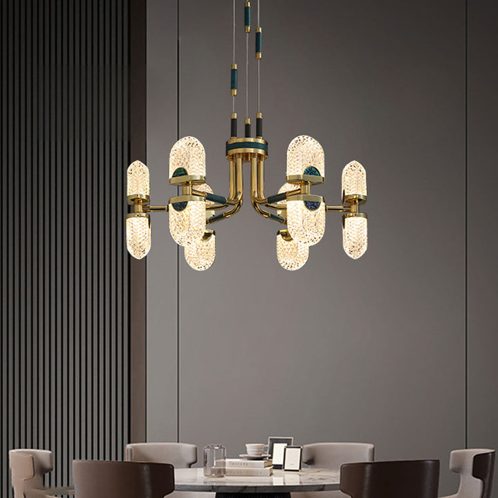 Lustre LED en cuivre massif rond moderne de luxe léger 