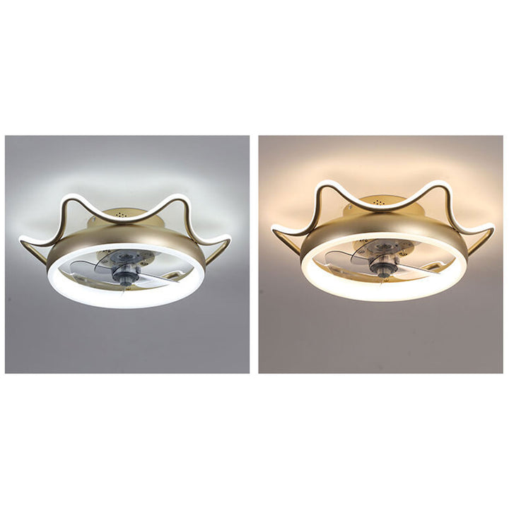 Nordic Light Luxury Round Wrought Iron LED Flush Mount Ceiling Fan Light