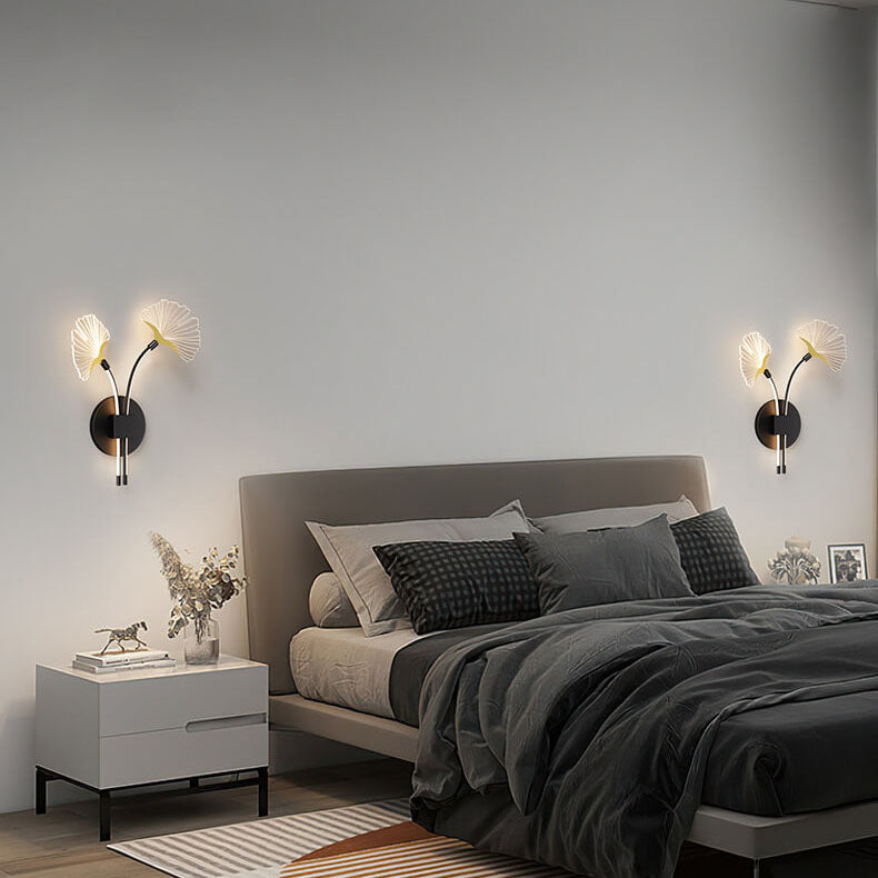 Moderne Minimalistische Eisen Ginkgo Blatt Acryl Lampenschirm LED Wandleuchte 