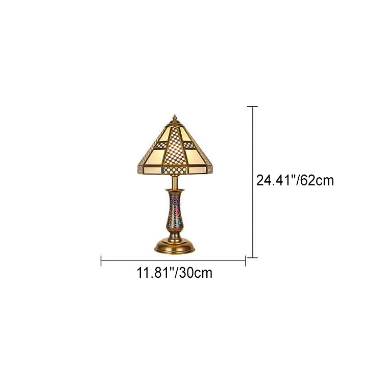 Modern Luxury Glass Copper 1-Light Table Lamp For Bedroom