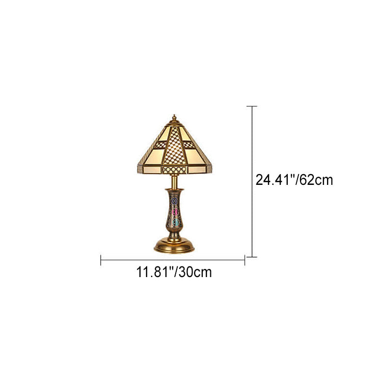 Modern Chinese Luxury Glass Copper 1-Light Table Lamp