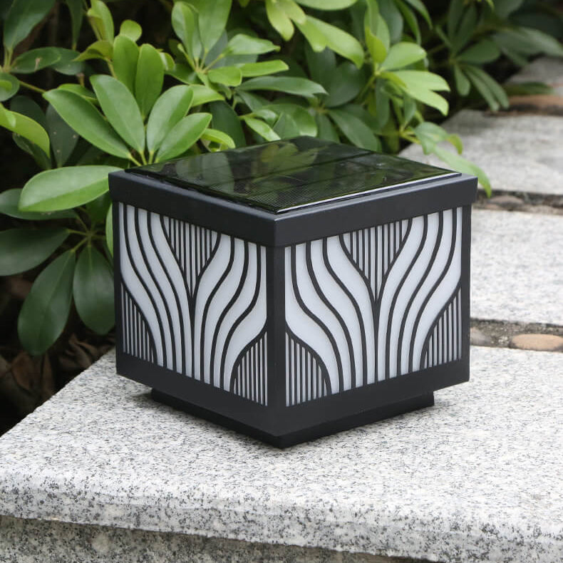 Modern Solar Patterned Stainless Steel Square Courtyard LED Path Lamp