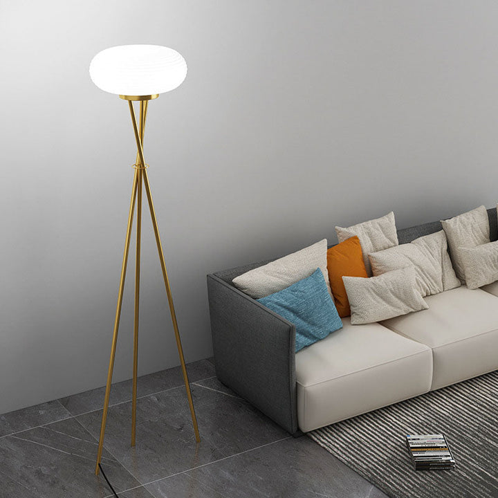 Lámpara de pie LED de hierro acrílico con trípode redondo minimalista moderno para sala de estar 