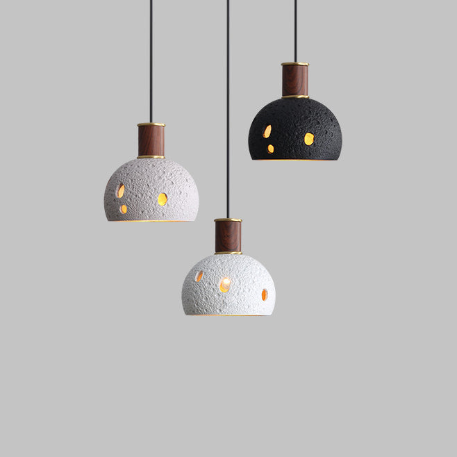 Moderne nordische Pendelleuchte mit Wabenstein-, Kupfer- und Kuppeldesign, rund, 1-flammig, für das Wohnzimmer 