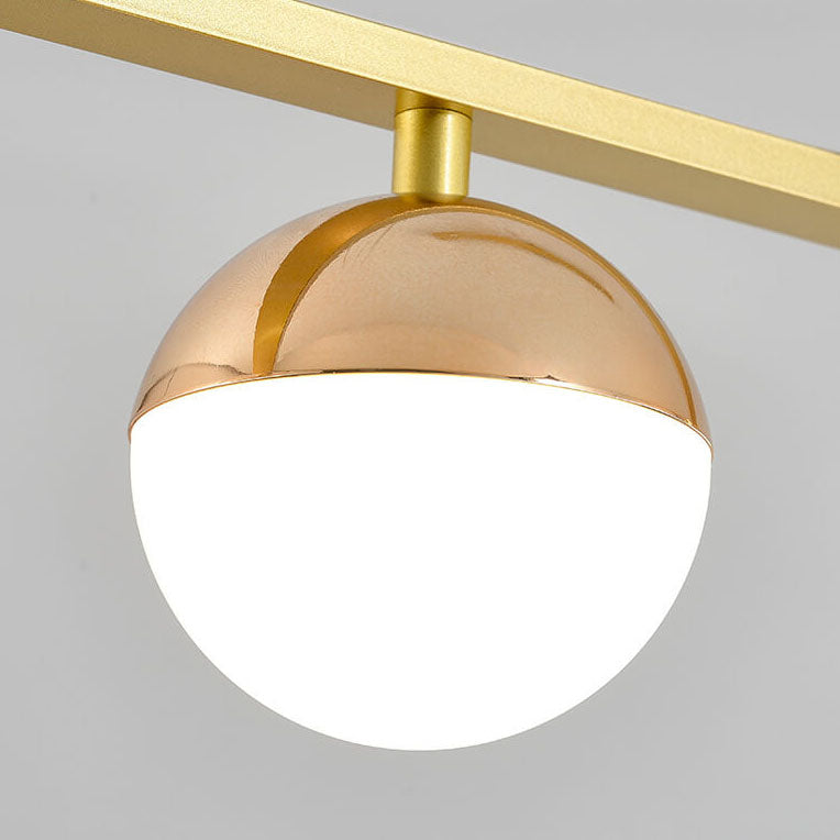 Modern Luxury Long Strip Round Globe Design LED Island Light Chandelier