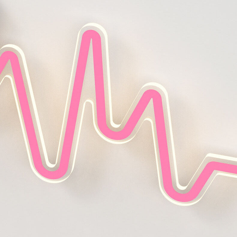 Moderne minimalistische LED-Wandleuchte mit rosafarbenen Herzkurven