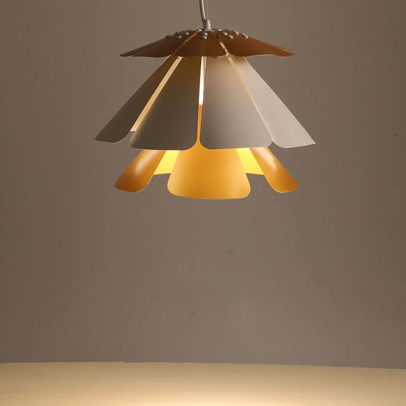 Modern Art Wood Grain Petal Multilayer 1-Light Pendant Light