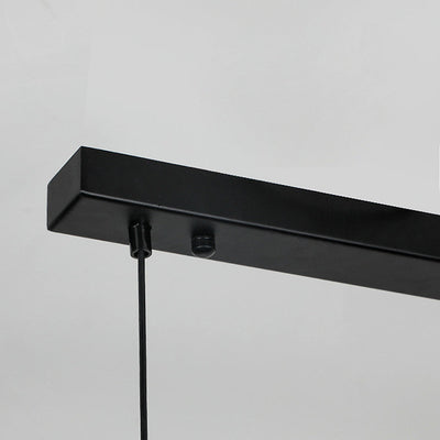 Modern Minimalist Walnut Aluminum Straight Line LED Island Light Chandelier For Dining Room