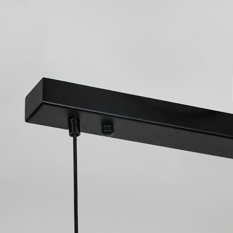 Modern Minimalist Walnut Aluminum Straight Line LED Island Light Chandelier For Dining Room