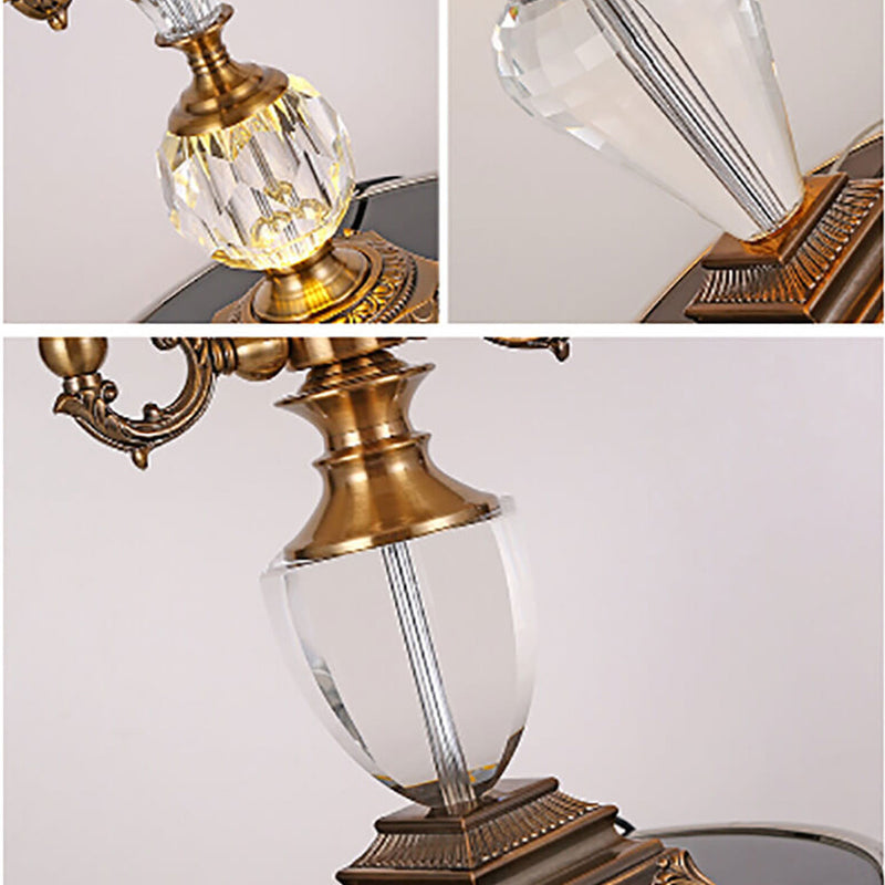 Lampe de table de luxe en alliage de zinc et cristal à 1 lumière, style européen 