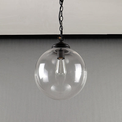 Vintage Minimalist Clear Glass Orb 1-Light Pendant Light