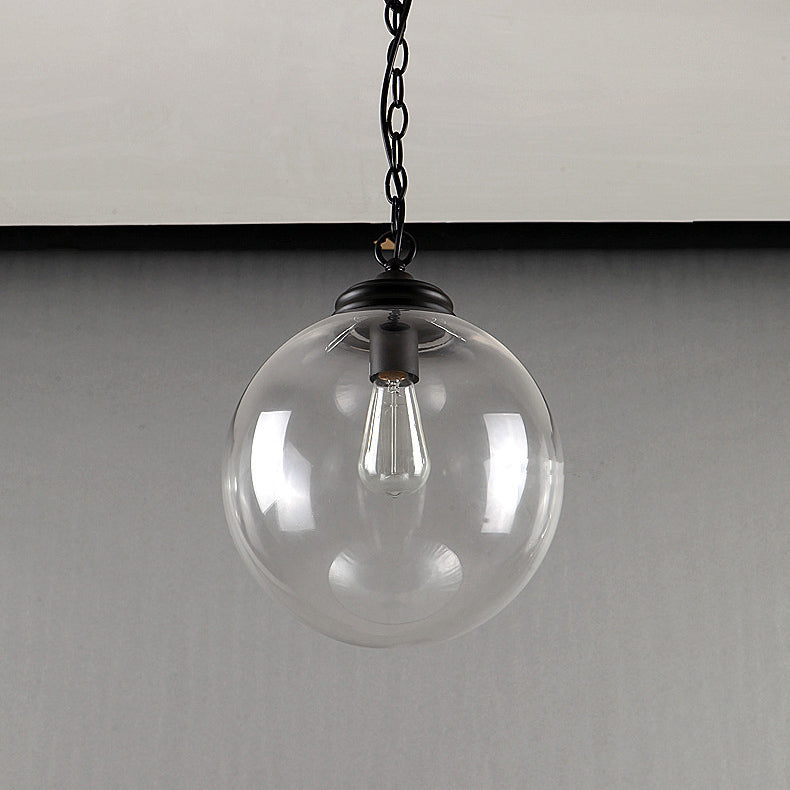 Vintage Minimalist Clear Glass Orb 1-Light Pendant Light