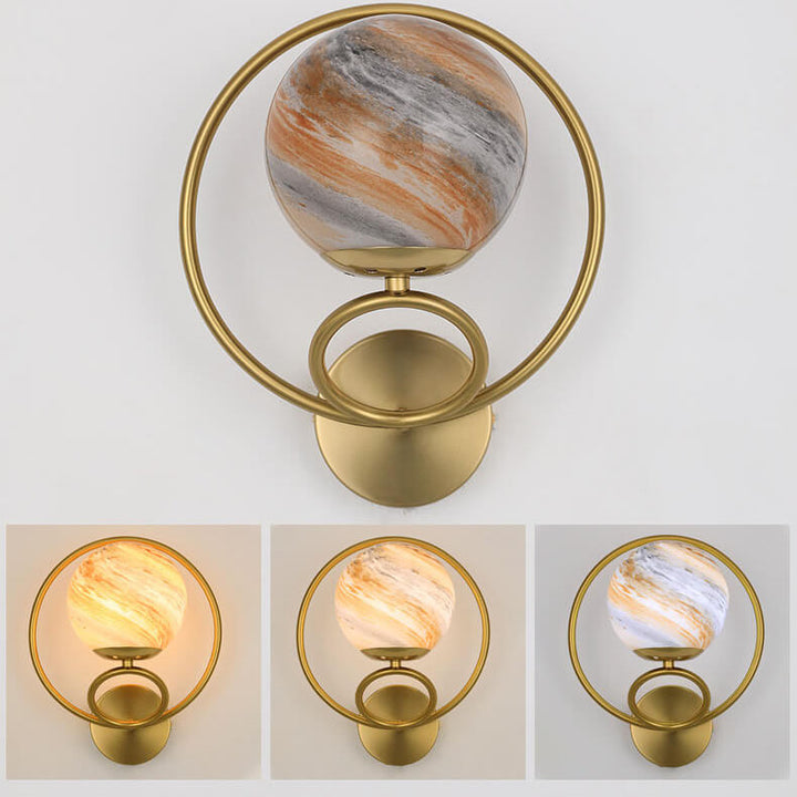 Nordic Creative Circle Planet Glass Iron Applique Murale 1 Lumière 