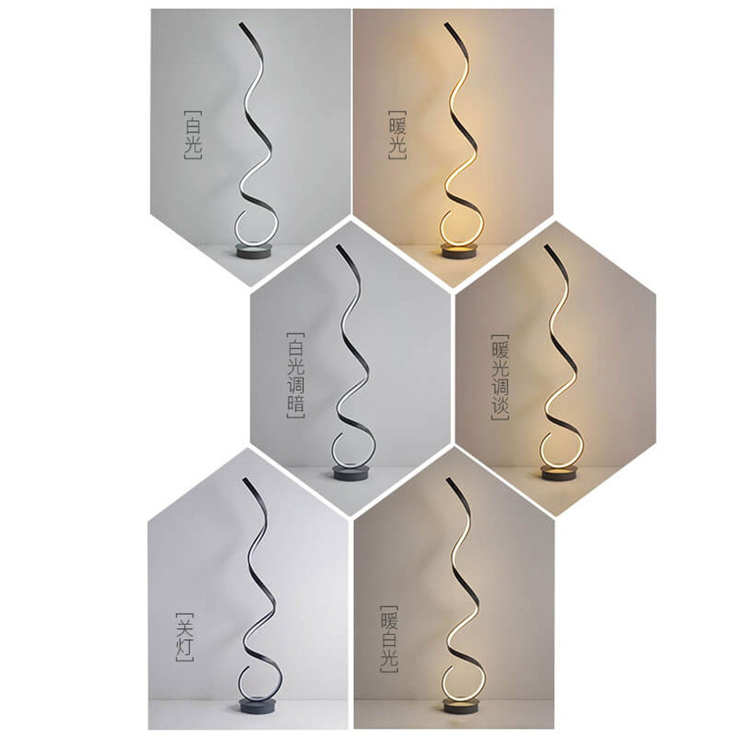 Lampe de sol moderne à LED avec ligne torsadée créative 