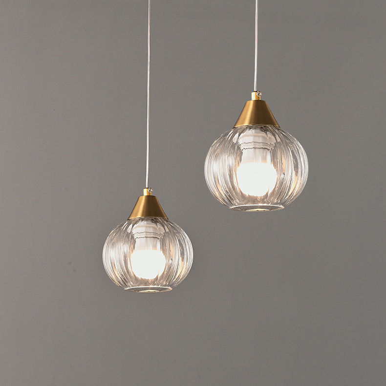 Italian Minimalist Glass Round Metal 1/2 Light Chandelier