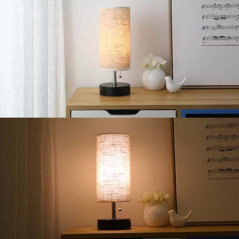 Lampe de table à 1 lumière en tissu de fer creux à colonne créative 
