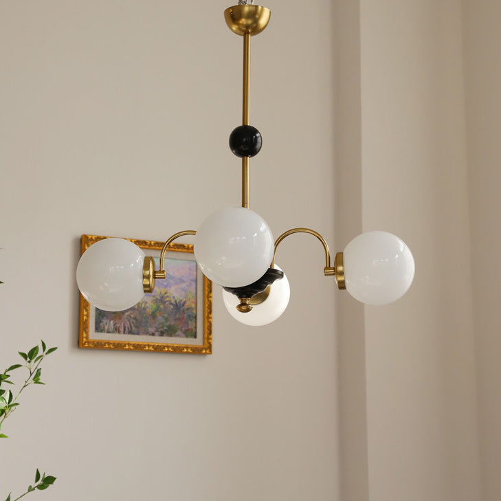 Lustre en verre cuivre traditionnel français Orb 3/4/5 lumières pour salon 