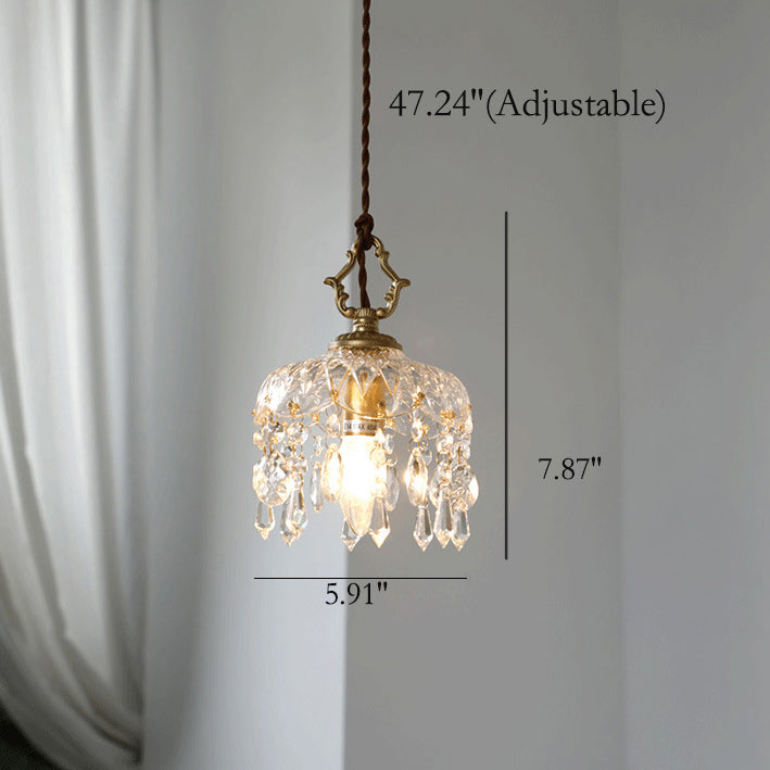 Vintage Decorative Floral Crystal 1-Light Pendant Light