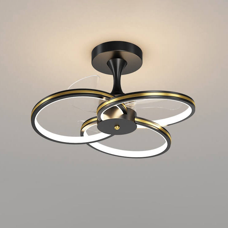 Luxury Acrylic Three Rings Combination Design LED Flush Mount Fan Light