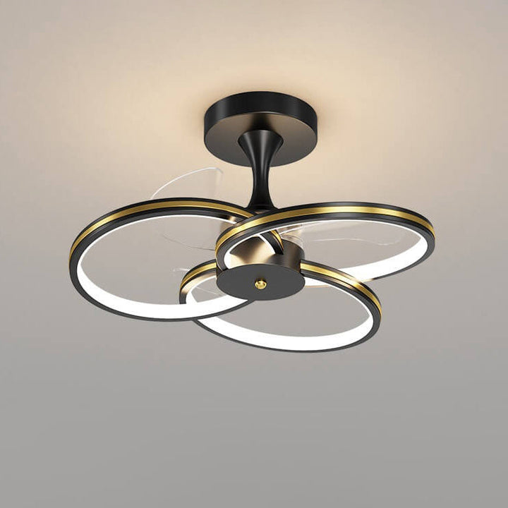 Luxury Acrylic Three Rings Combination Design LED Flush Mount Fan Light