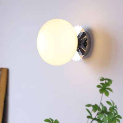 Modern Vintage Minimalist Iron Glass Round Head 1-Light Wall Sconce Lamp