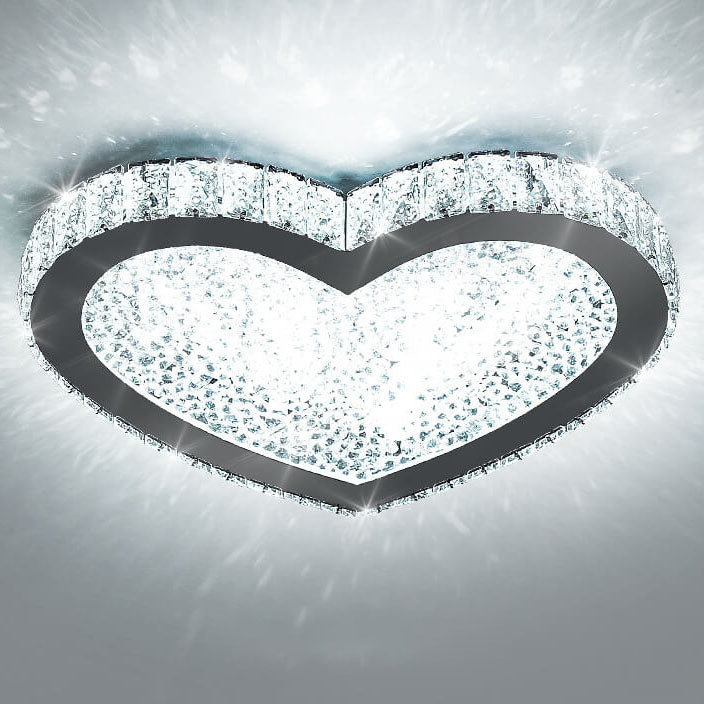 Lustre Plafonnier LED en Cristal en Acier Inoxydable Minimaliste Moderne 