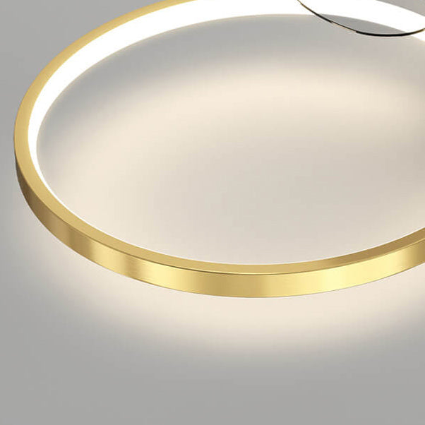 Modern Light Luxury Geometric Square Round Design LED Flush Mount Ceiling Fan Light