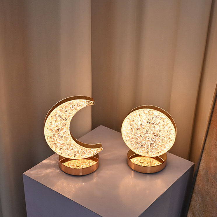 Lampe de table USB LED en acrylique créatif nordique avec géométrie étoile lune en métal 