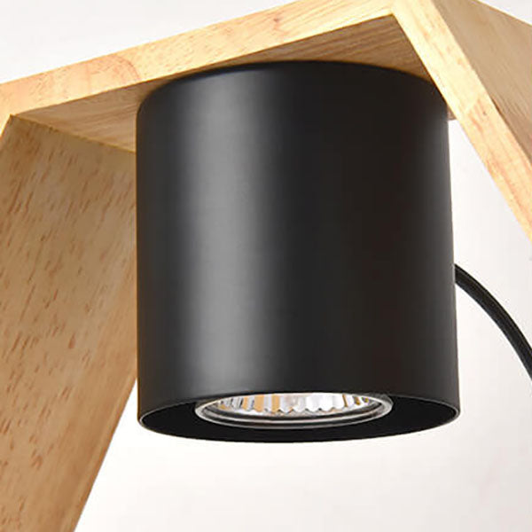Zeitgenössische nordische sechseckige Tischlampe aus Holz und Metall mit 1 Flamme und schmelzendem Wachs für das Schlafzimmer 