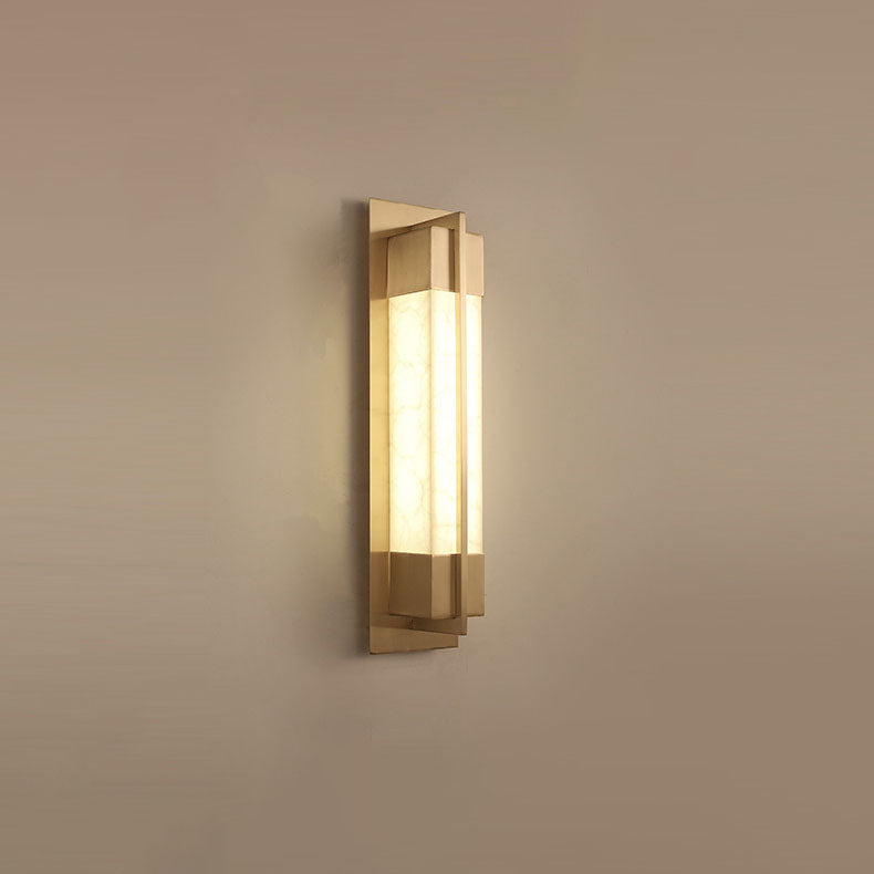 مصباح حائط LED مستطيل من الراتنج النحاسي الصيني الحديث 