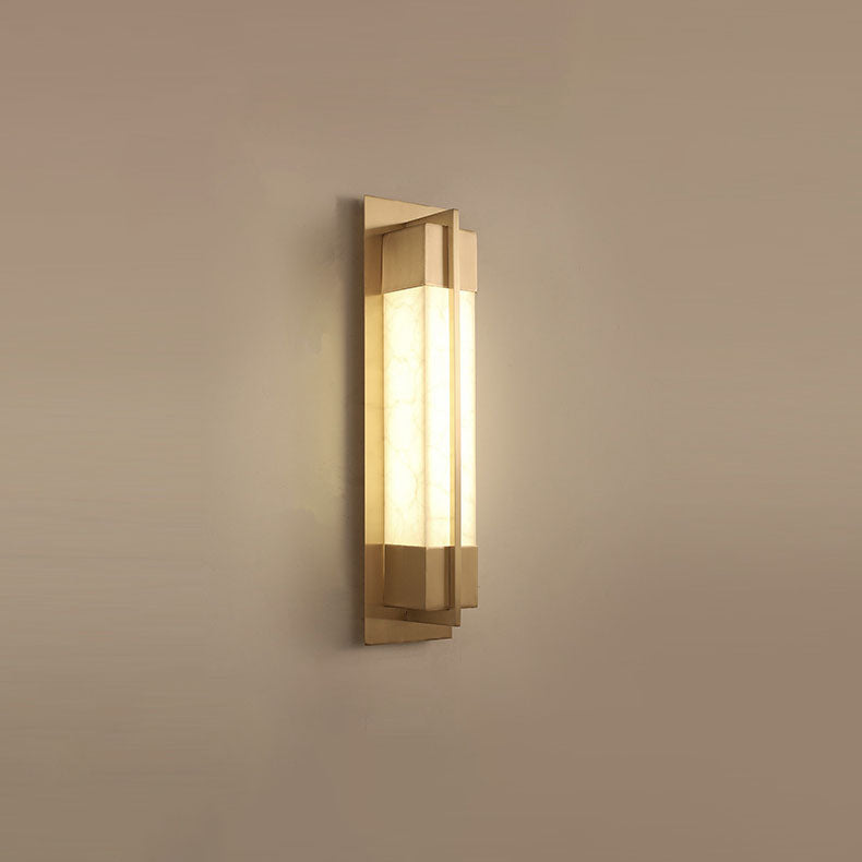 Modern Chinese Brass Faux-Lucite Rectangular LED Wall Sconce Lamp