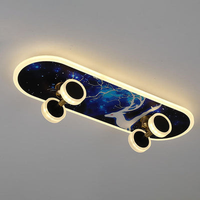 Creative Cartoon Skateboard Acrylic LED Kids Flush Mount Ceiling Light