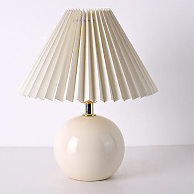 Vintage Plissee Stoff Lampenschirm Keramik 1-flammige Tischlampe