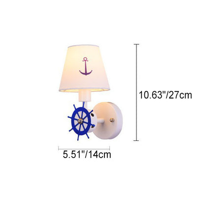 Cartoon Creative Rudder Fabric 1-Light Kids Wall Sconce Lamp